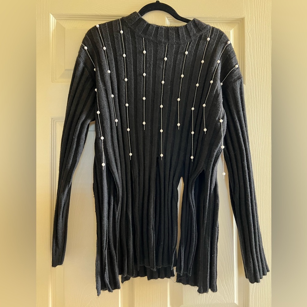 Zara frayed pearl sweater